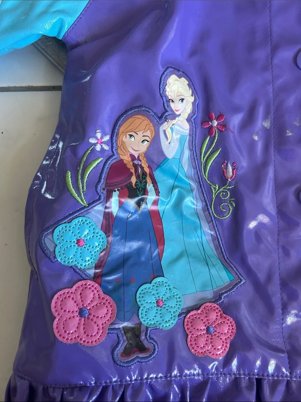 Disney Purple and Light Blue Anna & Elsa Ruffle Rain Jacket